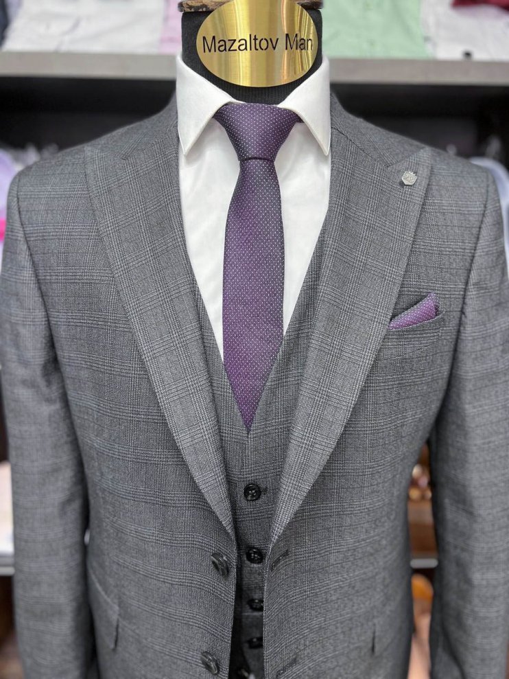 Костюм MAZALTOVMAN 3-ка Серый в клетку