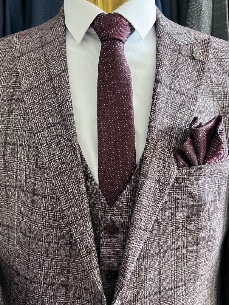 Костюм BEL 3-ка Бордовый в клетку
