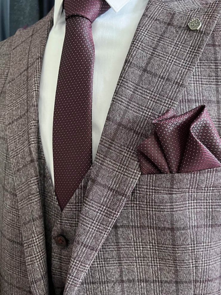 Костюм BEL 3-ка Бордовый в клетку