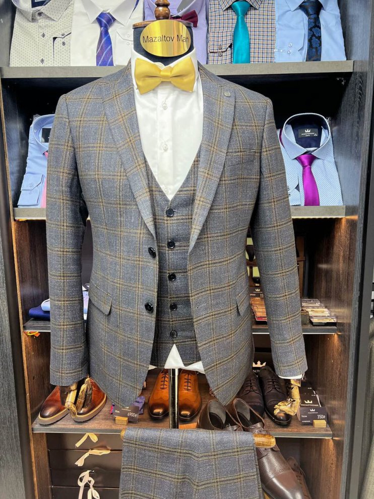 Костюм BEL 3-ка Коричневый в клетку