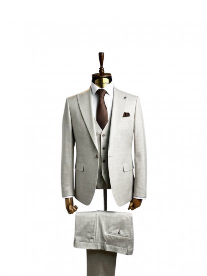 Костюм MAZALTOVMAN 3-ка Premium Бежевый в микроклетку