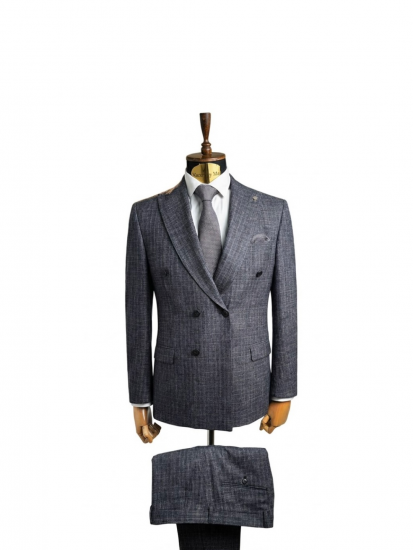 Костюм MAZALTOVMAN 2-ка двубортный Premium Синий в микроклетку