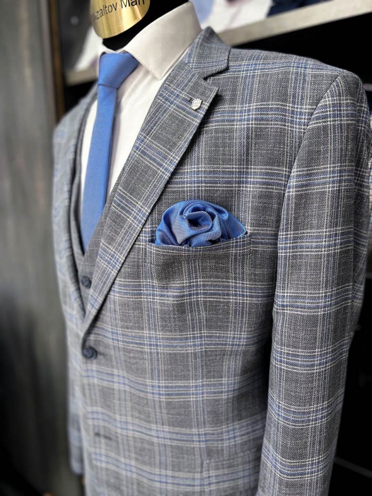 Костюм MAZALTOVMAN 3-ка Серый в клетку