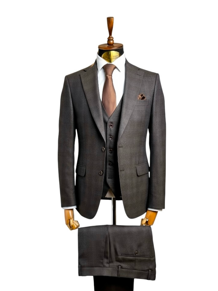 Костюм MAZALTOVMAN 3-ка Premium Коричневый в клетку
