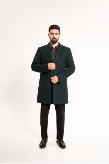 Пальто мужское MAZALTOVMAN Premium Зеленое фактурное