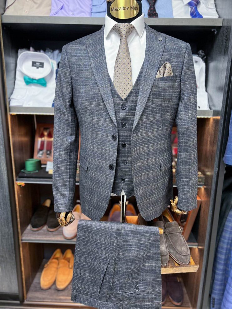 Костюм BEL 3-ка Синий в микроклетку