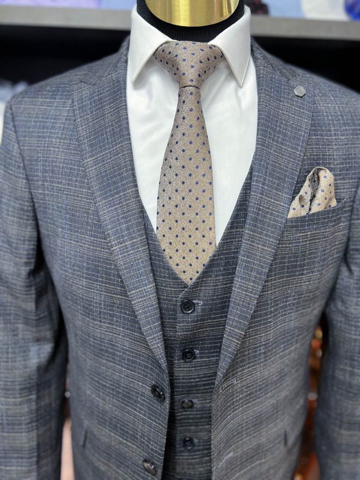 Костюм BEL 3-ка Синий в микроклетку