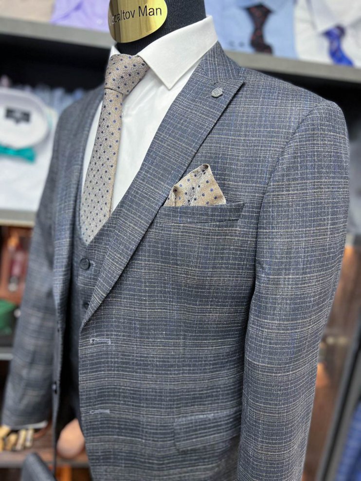 Костюм BEL 3-ка Синий в микроклетку