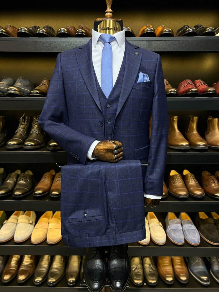 Костюм MAZALTOVMAN 3-ка Синий в клетку