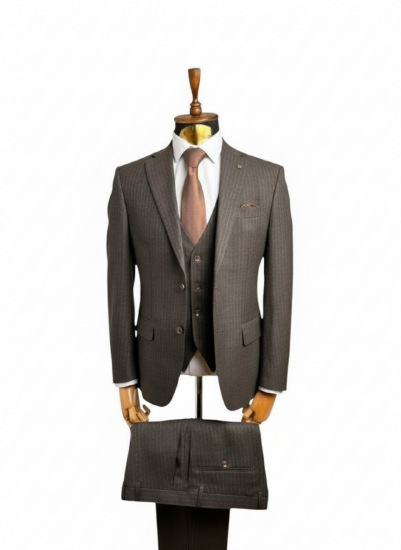 Костюм MAZALTOVMAN 3-ка Premium Коричневый в полоску