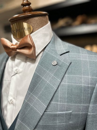 Костюм IBR 3-ка Бирюзовый в клетку