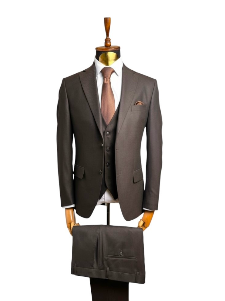 Костюм MAZALTOVMAN 3-ка Premium Коричневый в полоску