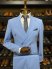 Костюм BEL 2-ка Голубой фактурный двубортный