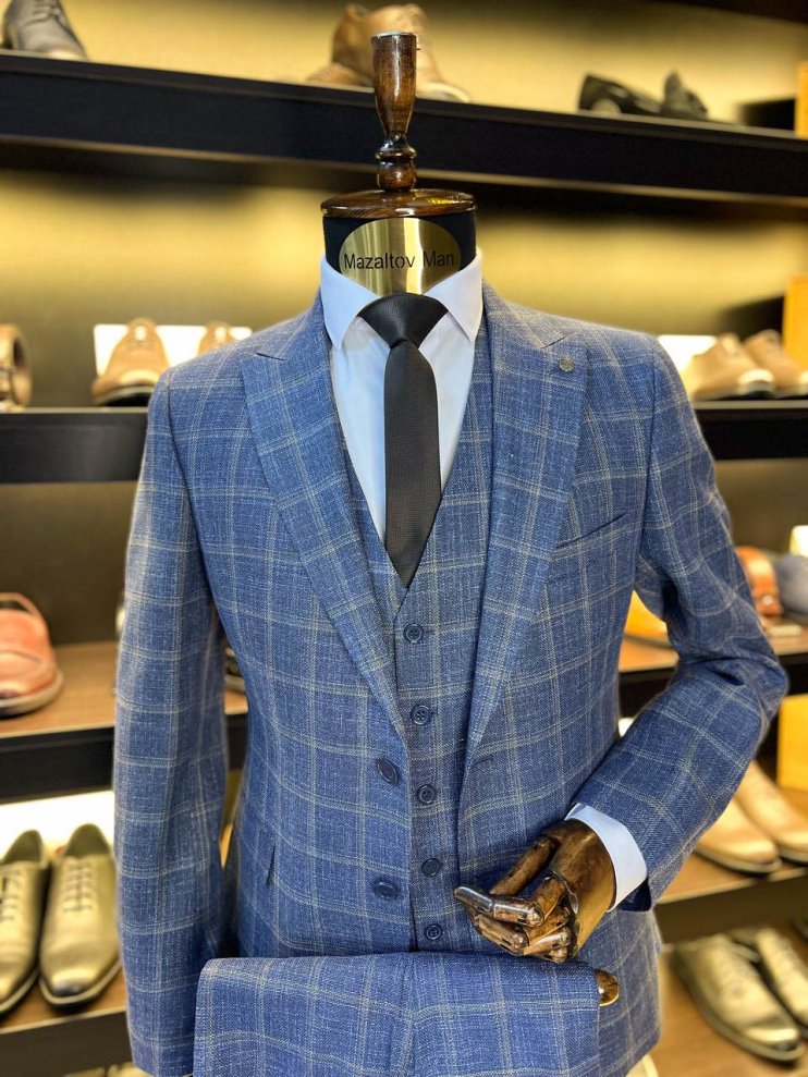 Костюм 3-ка MIR Голубой в клетку