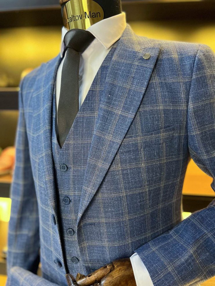 Костюм 3-ка MIR Голубой в клетку