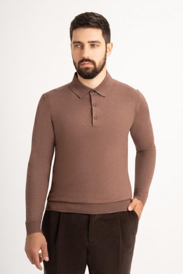 Поло HLF Коричневое с пуговицами