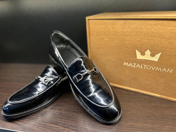 Туфли Лоферы Черные кожаные глянцевые