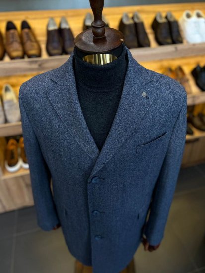 Пальто GER Светло-синее фактурное