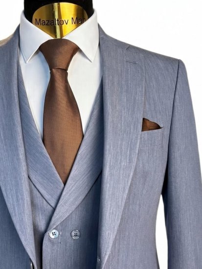 Костюм MAZALTOVMAN 3-ка Голубой фактурный Премиум