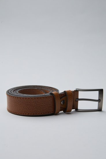 Мужской ремень коричневый текстурный в строчку