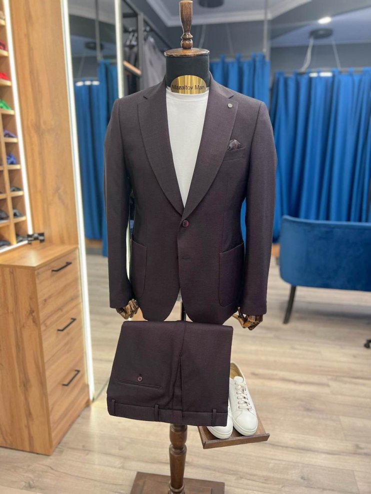 Костюм MAZALTOVMAN 2-ка Premium Бордовый фактурный кежуал