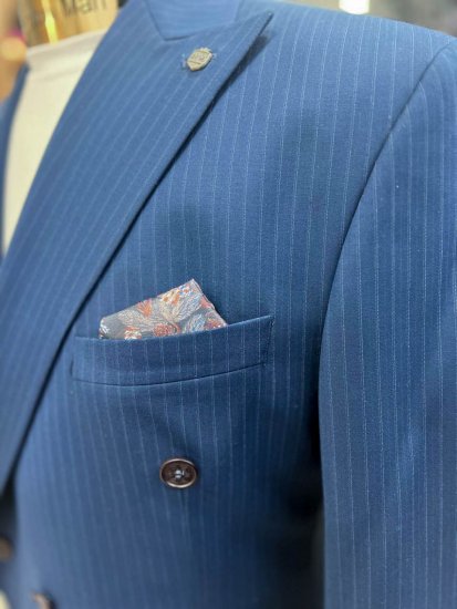 Костюм MAZALTOVMAN Premium 2-ка двубортный Синий в полоску
