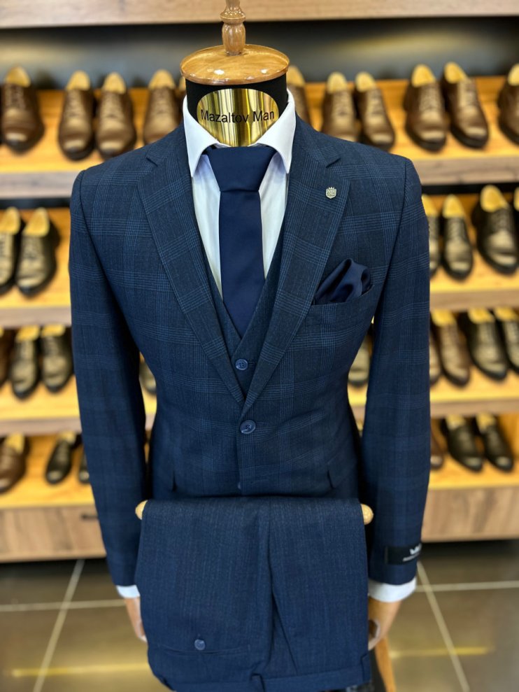 Костюм MAZALTOVMAN 3-ка Синий в клетку комбинированный