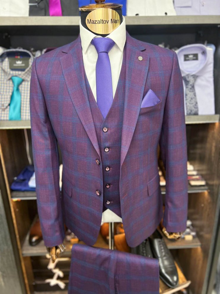 Костюм BED 3-ка Фиолетовый в клетку