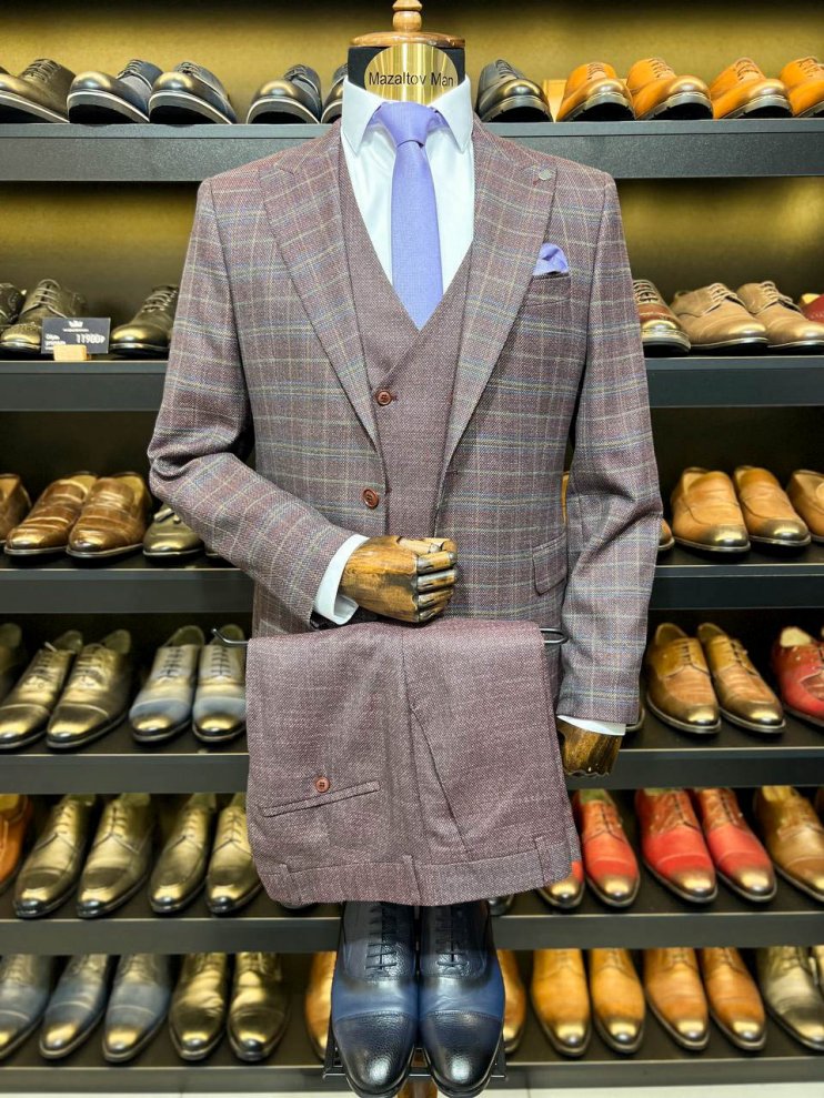 Костюм MAZALTOVMAN 3-ка Бордовый в клетку