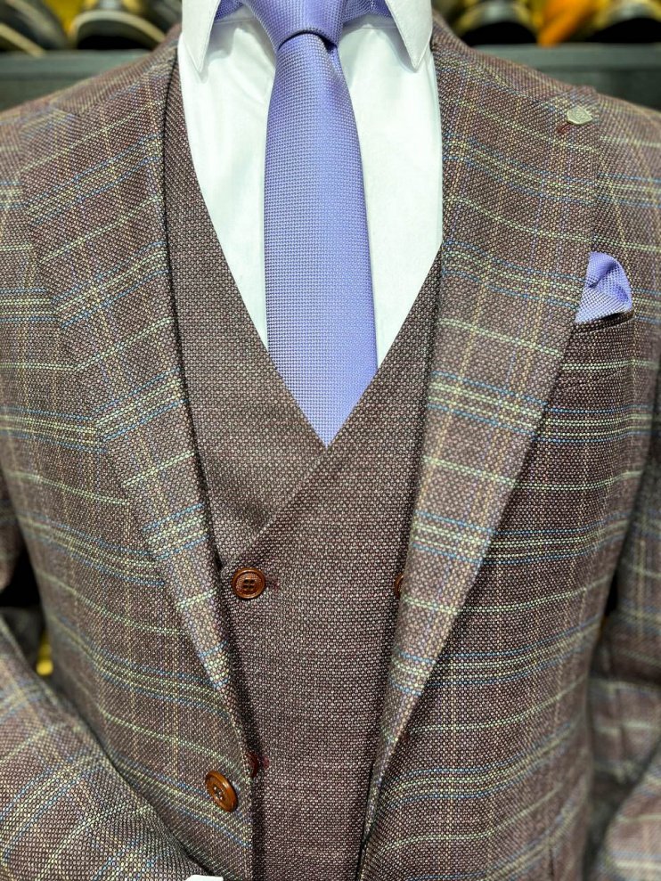 Костюм MAZALTOVMAN 3-ка Бордовый в клетку