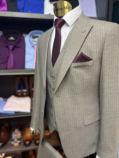 Костюм EMR 3-ка Бежевый фактурный