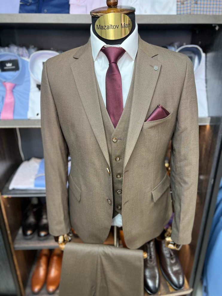 Костюм MIR 3-ка Коричневый фактурный