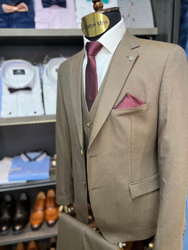 Костюм MIR 3-ка Коричневый фактурный