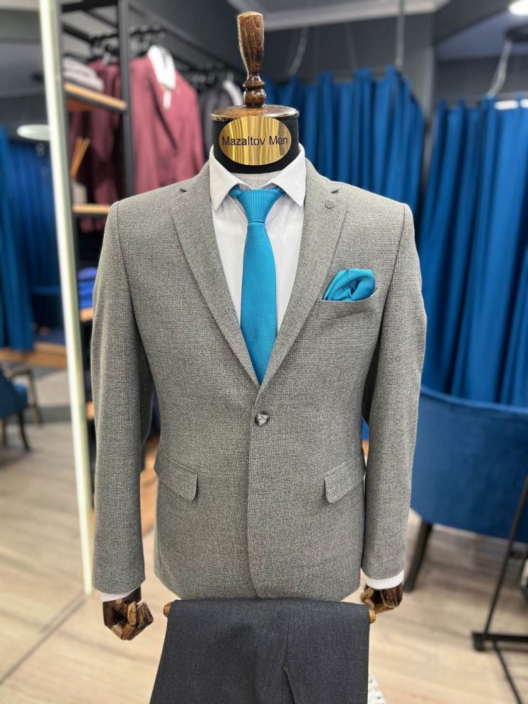 Пиджак VAL Серый фактурный