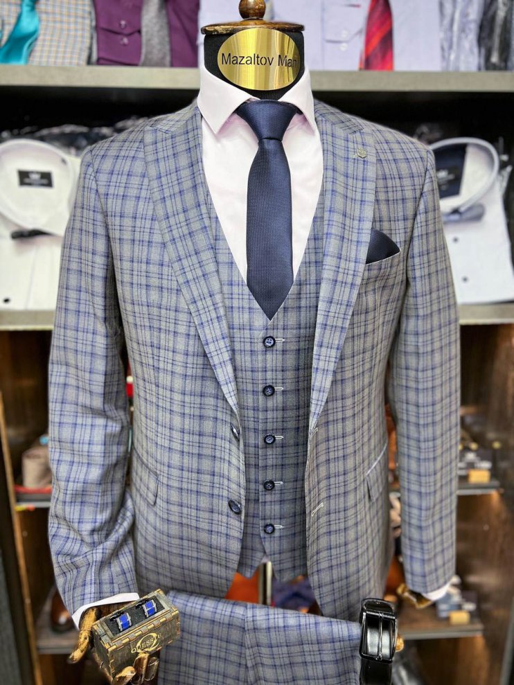 Костюм BEL 3-ка Серый в клетку