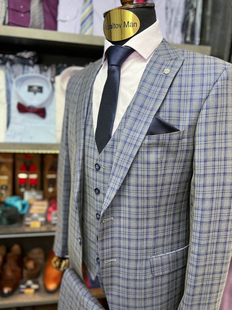 Костюм BEL 3-ка Серый в клетку