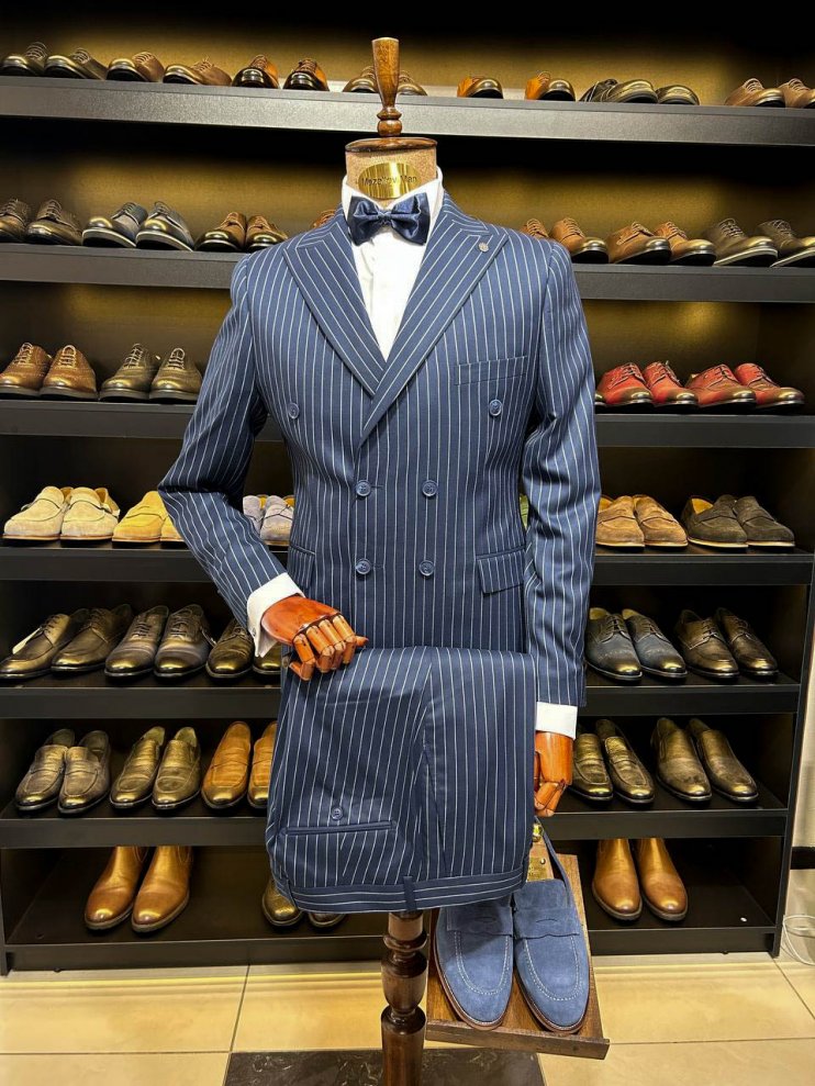 Костюм MIR 2-ка Двубортный Синий в полоску