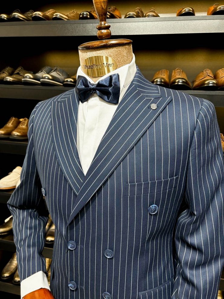 Костюм MIR 2-ка Двубортный Синий в полоску