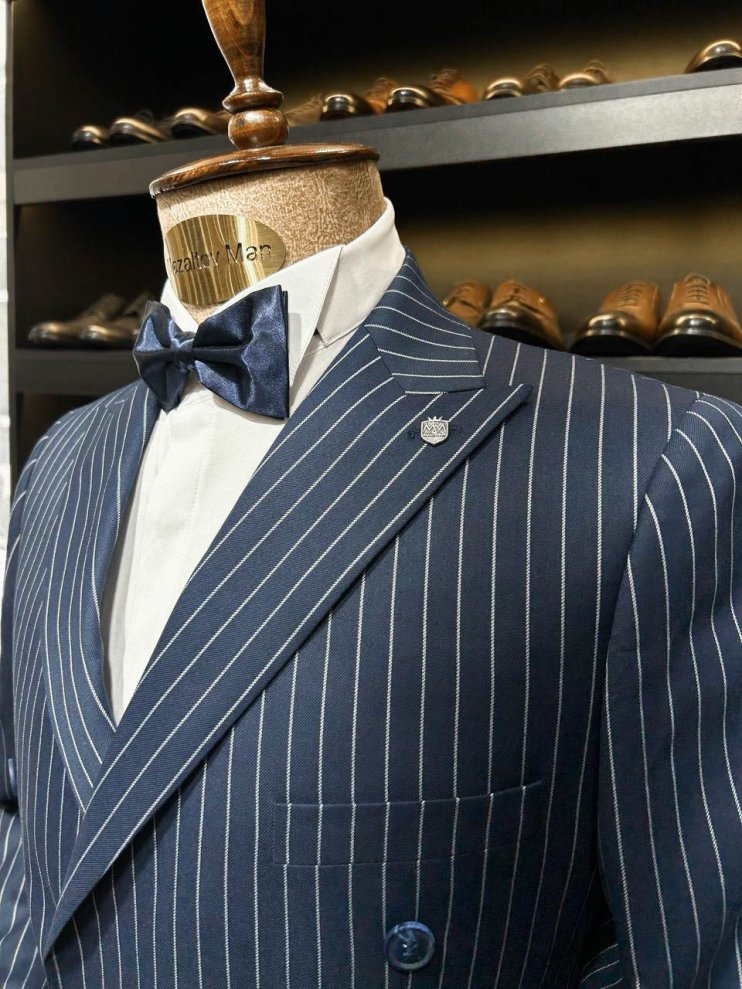 Костюм MIR 2-ка Двубортный Синий в полоску