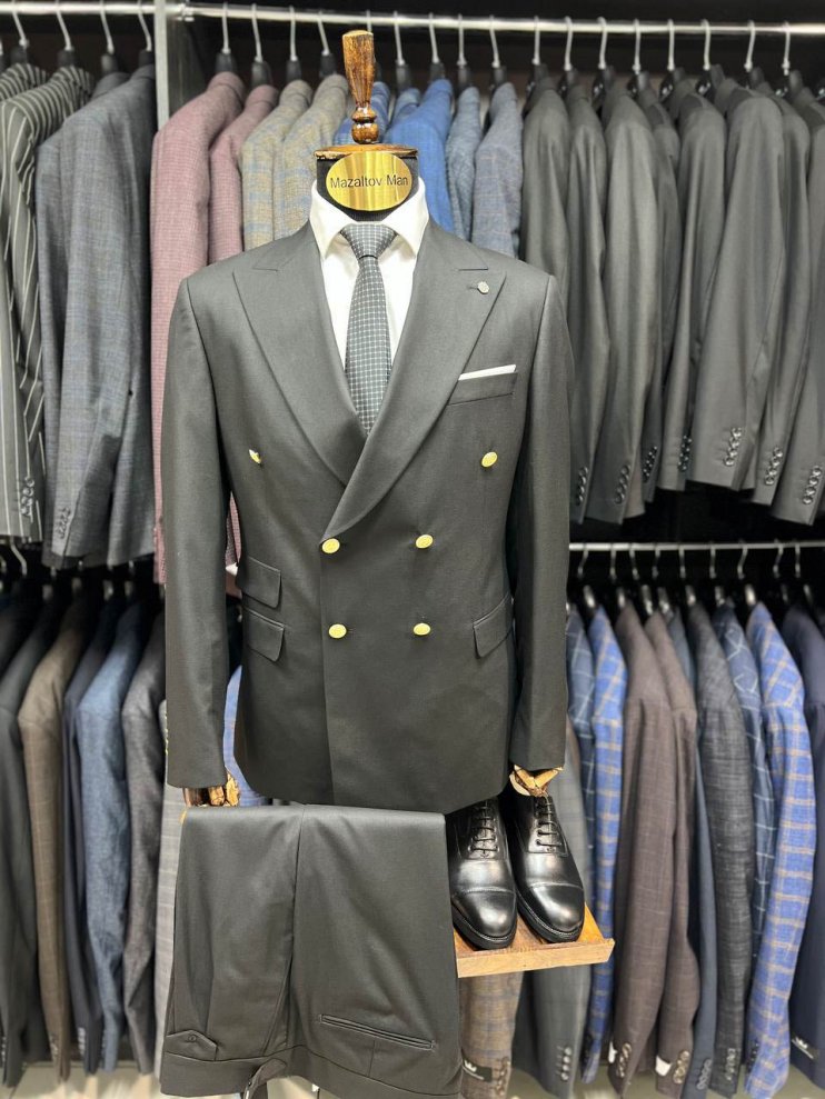 Костюм FCP 2-ка Черный двубортный