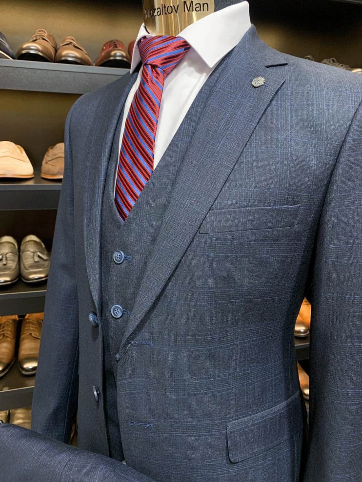 Костюм MIR 3-ка Синий в микроклетку