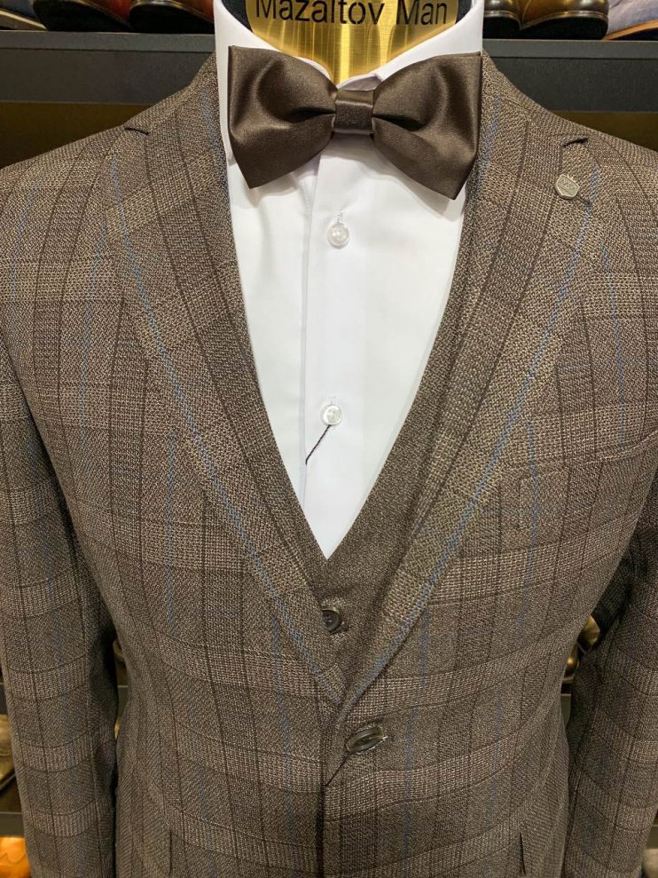 Костюм MAZALTOVMAN 3-ка Коричневый в клетку