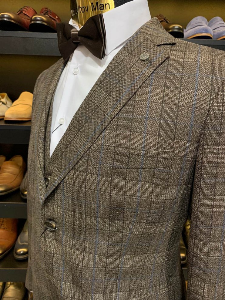 Костюм MAZALTOVMAN 3-ка Коричневый в клетку