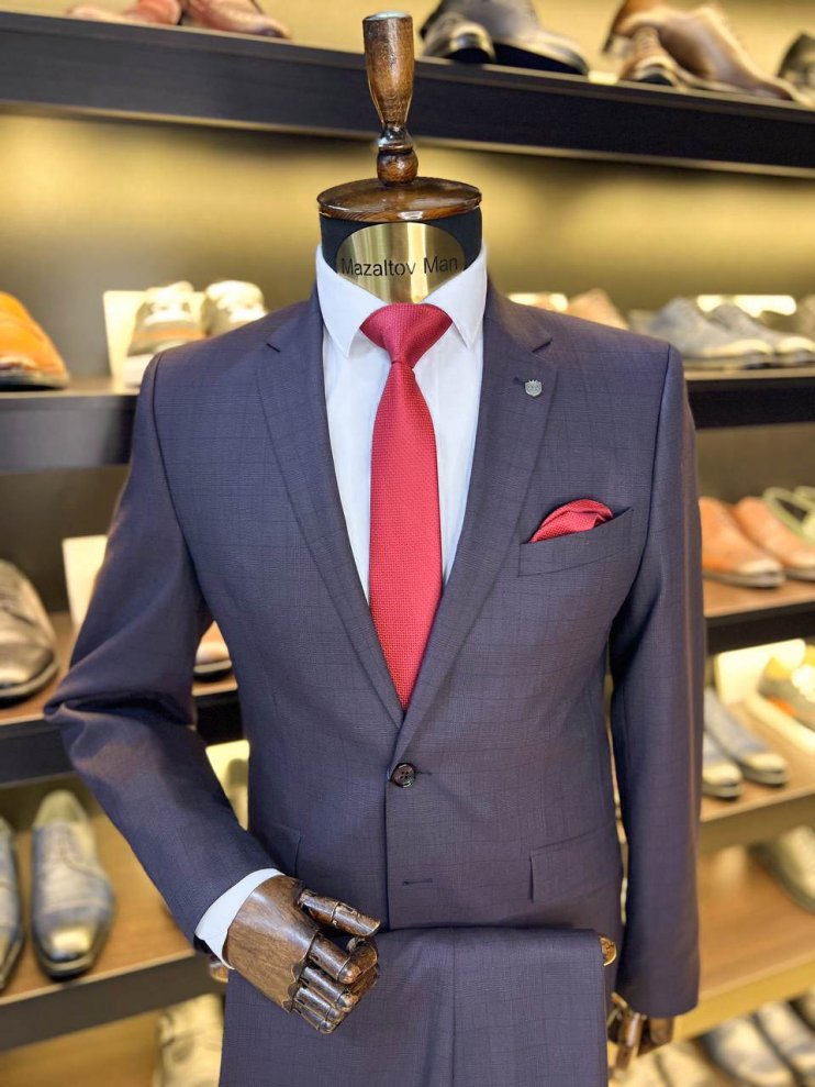 Костюм MAZALTOVMAN Premium 2-ка Бордовый в клетку
