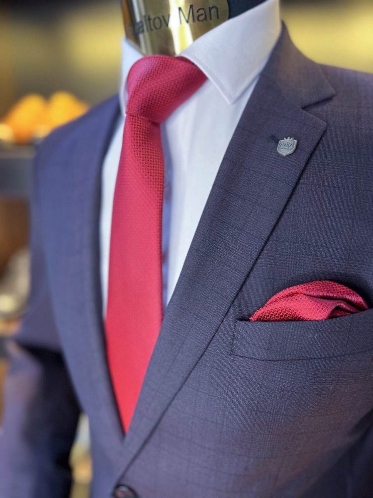 Костюм MAZALTOVMAN Premium 2-ка Бордовый в клетку