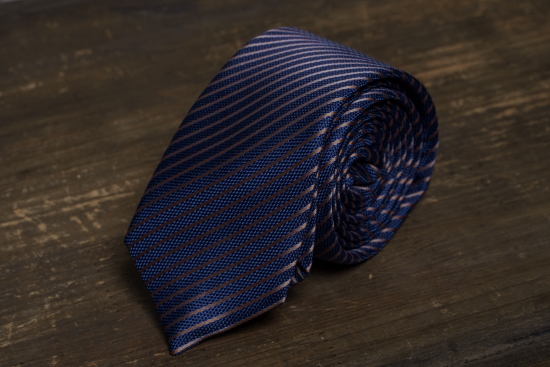 Мужской галстук Темно-синий в диагональную полоску