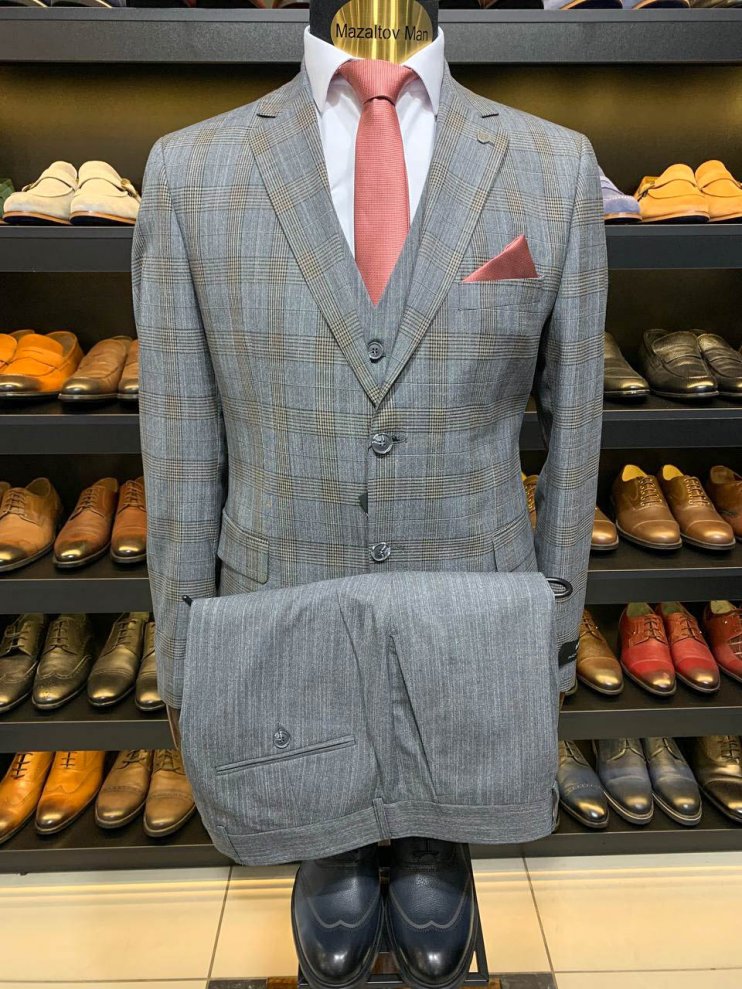 Костюм MAZALTOVMAN 3-ка Серый в клетку