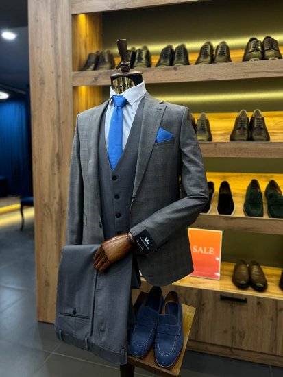 Костюм MAZALTOVMAN 3-ка VIP Premium Серый в клетку