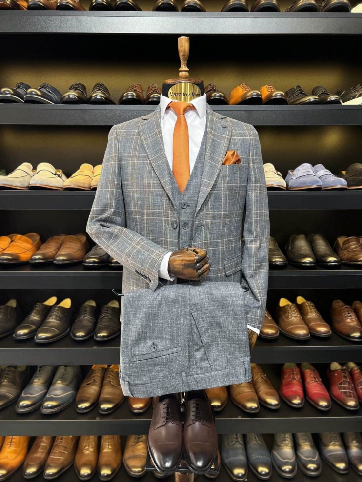 Костюм MAZALTOVMAN 3-ка Серый в клетку