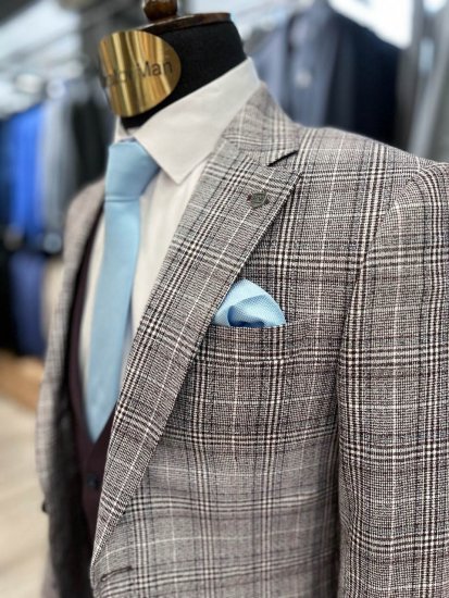 Костюм MAZALTOVMAN 3-ка Premium Бордовый в клетку комбинированный